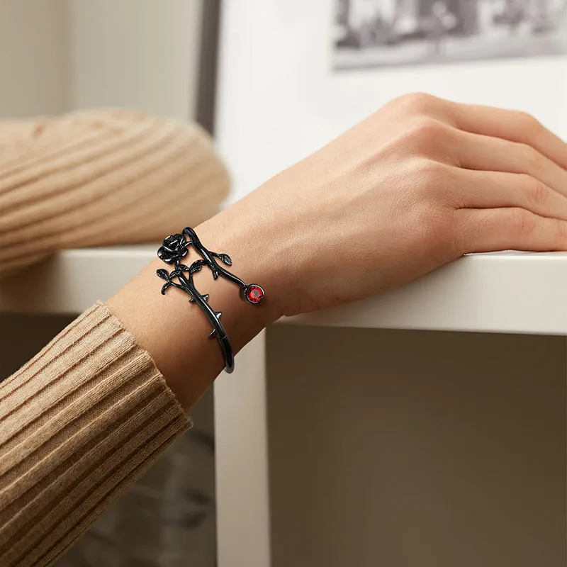 Women Rose Bracelets Rose Flower Cuff Bangle Bracelet Jewelry Girls Gothic Vintage Romantic Valentine's Day Gifts