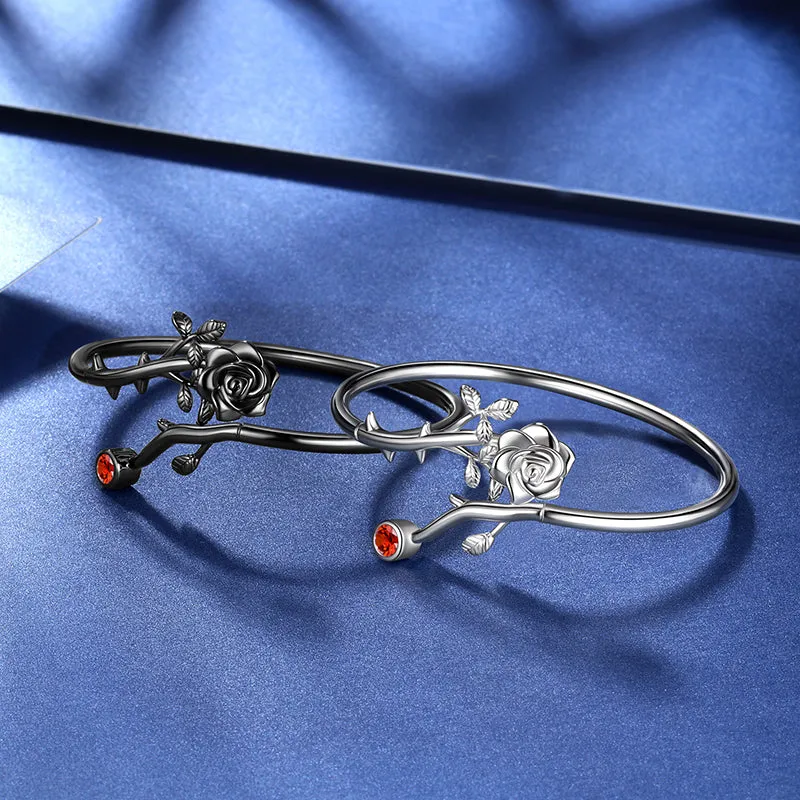 Women Rose Bracelets Rose Flower Cuff Bangle Bracelet Jewelry Girls Gothic Vintage Romantic Valentine's Day Gifts