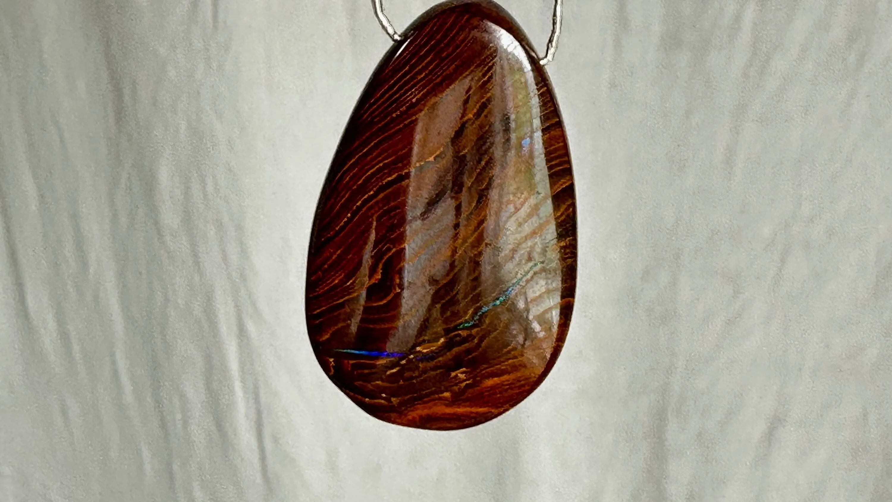 Yowah Opal Pendant Necklace. Sterling Silver. 2038